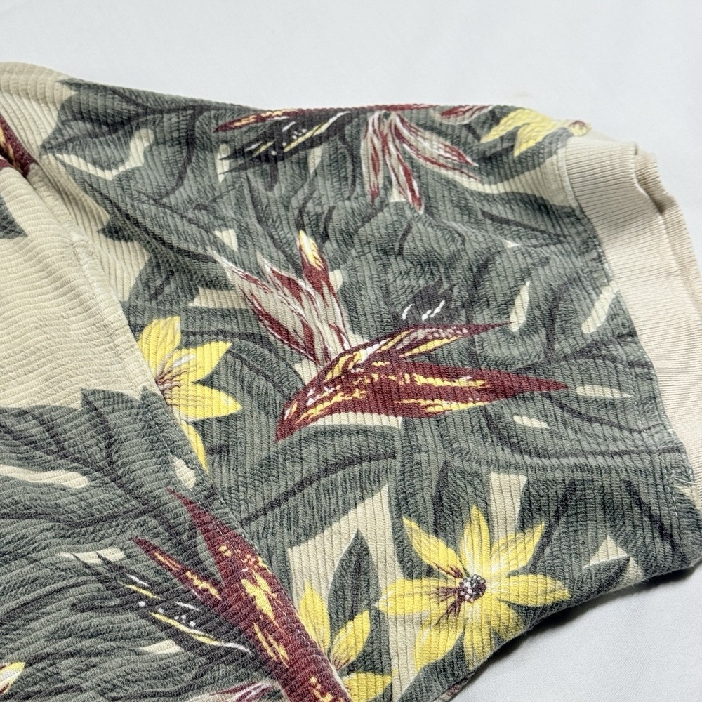 Vintage Tommy Bahama Hawaiian Polo Shirt XL Floral Tropical Island Resort‎ Beige - Picture 8 of 14